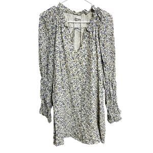 Reformation Floral Tie Front Mini Dress Long Sleeve Cottagecore Coquette Size M